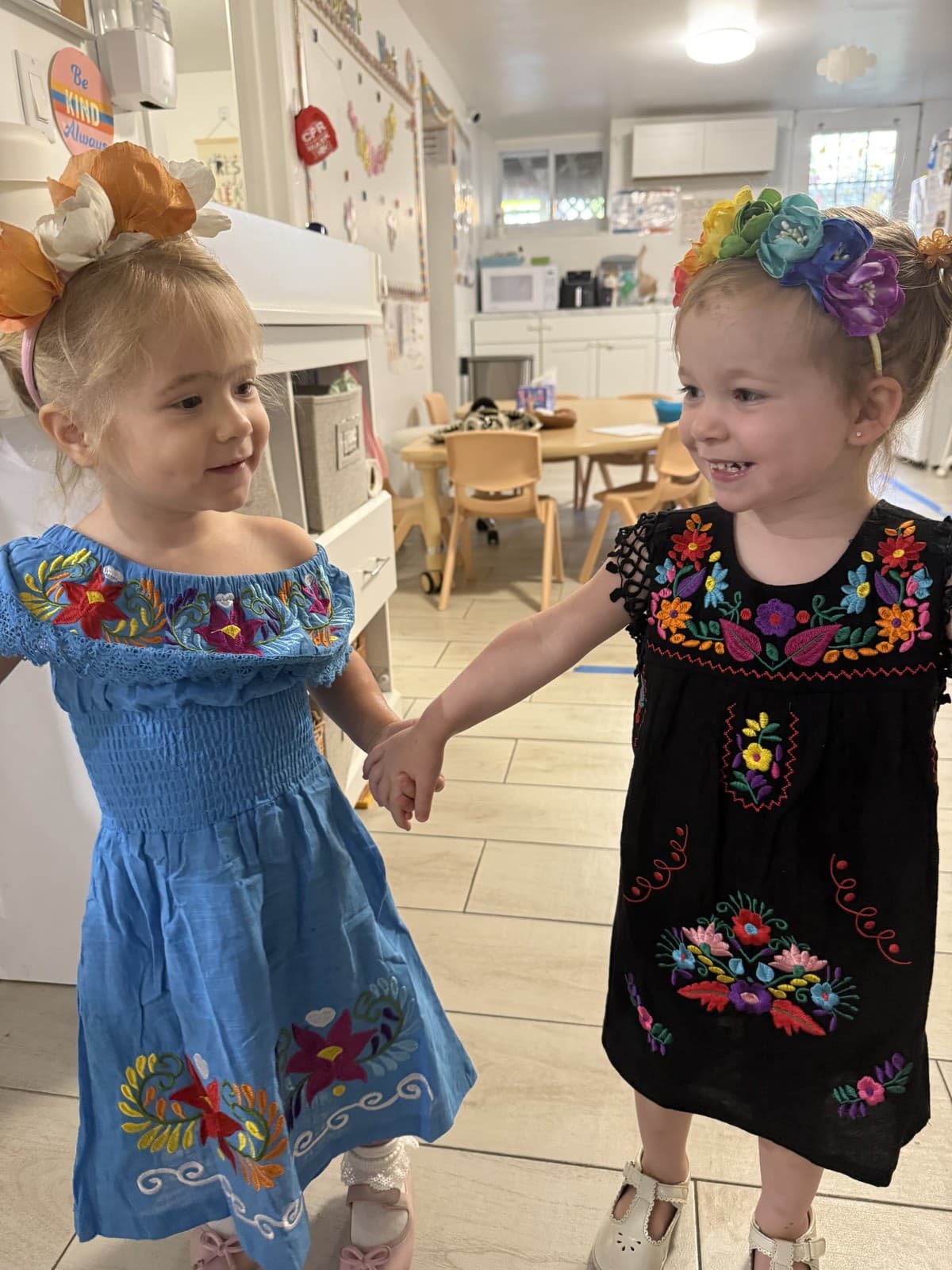 Rising Scholars toddlers celebrating Hispanic Heritage in traditional dresses